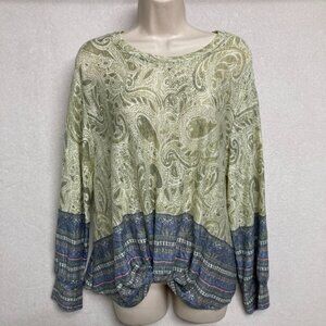 John Paul Richard Petite Large NWT Bohemi Paisley Twist Front Top